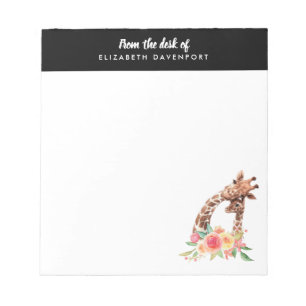Cute Giraffe Watercolor Mom & Baby Notepad