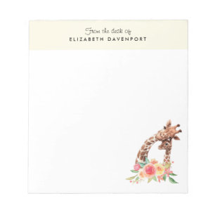 Cute Giraffe Watercolor Mom & Baby Notepad