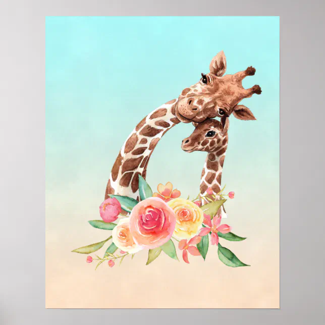 mother and baby giraffe paintings