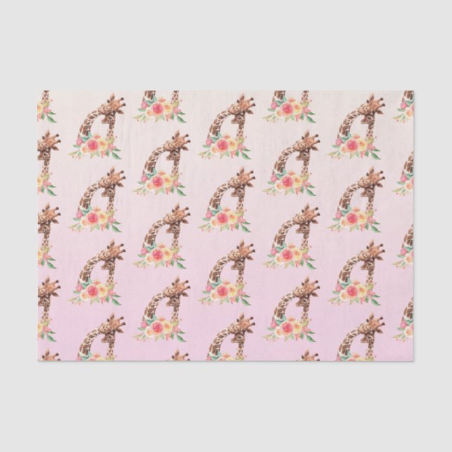 Cute Giraffe Watercolor Mom & Baby Tissue Paper (Front)