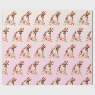 Cute Giraffe Watercolor Mom & Baby Wrapping Paper