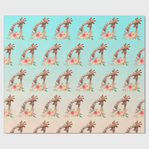 Cute Giraffe Watercolor Mom & Baby Wrapping Paper