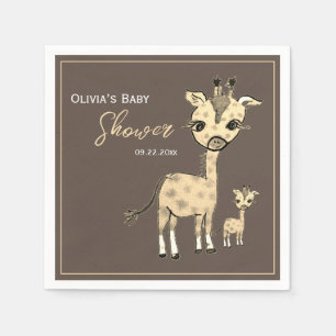 Cute Giraffe Watercolor Rustic  Napkins