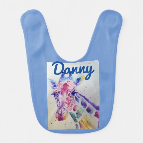 Cute Giraffe Watercolor Whimsical Baby Boys Bib