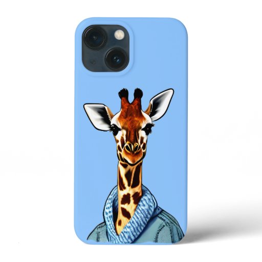 Cute Giraffe Wearing a Denim Jacket iPhone 13 Mini Case