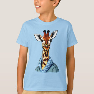 Cute Giraffe Wearing a Denim Jacket Kid's Tee
