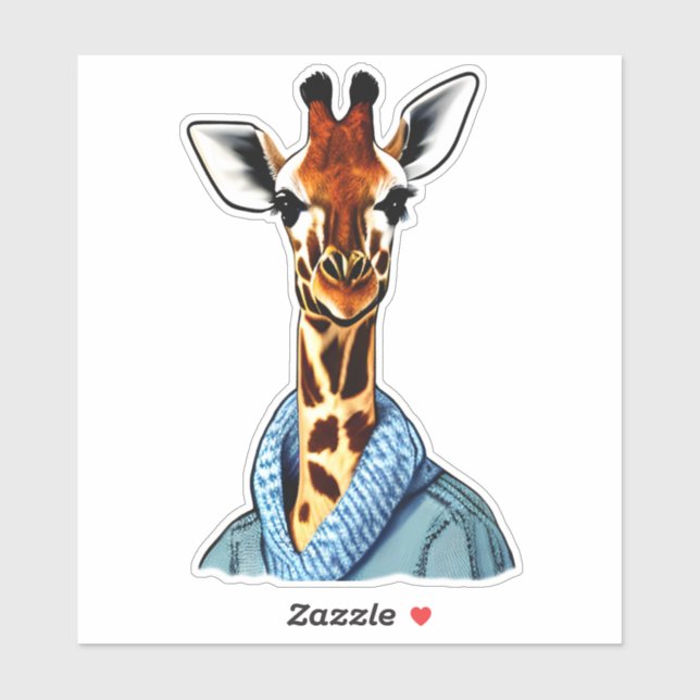 Cute Giraffe Wearing a Denim Jacket Sticker (Sheet)