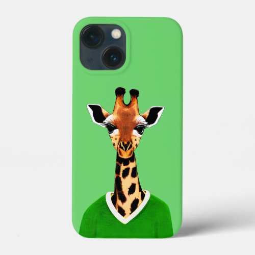 Cute Giraffe Wearing a Green Sweater  iPhone 13 Mini Case