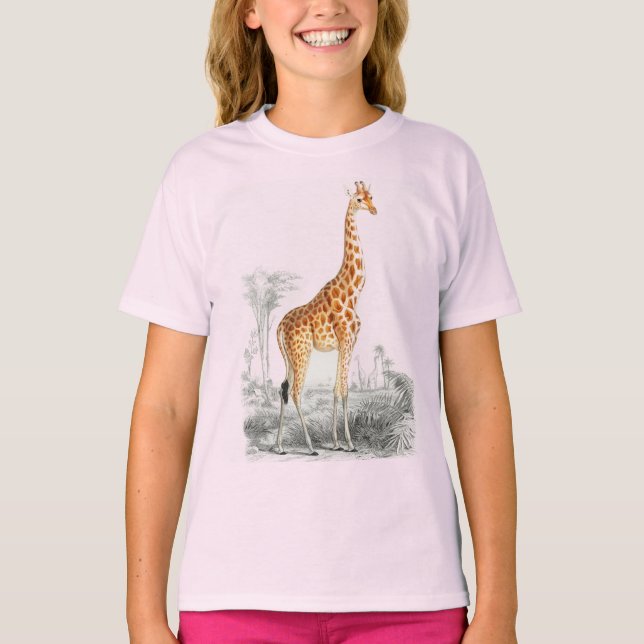 Cute giraffe wild african animal   girls T-Shirt (Front)