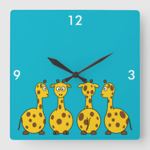 Cute Giraffe, Wild Animal Square Wall Clock