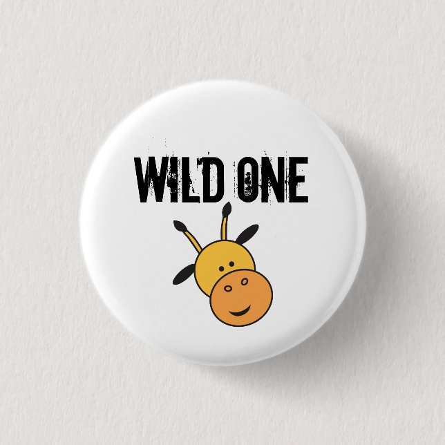 Cute Giraffe Wild one safari birthday party Button (Front)