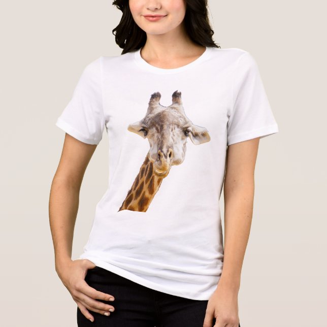 Cute Giraffe Wildlife Funny Tri-Blend Shirt (Front)