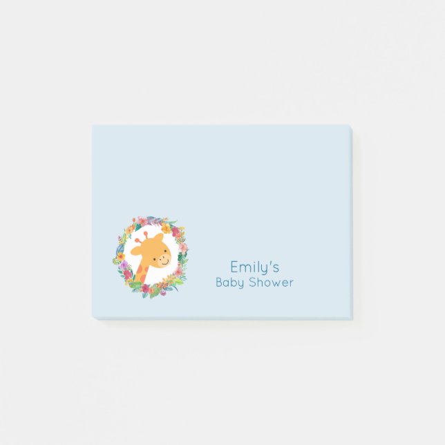 Cute Giraffe with a Floral Wreath Baby Shower Post-it Notes (Front)