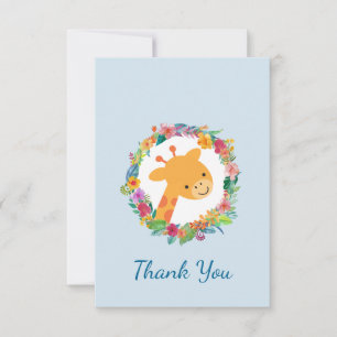Cute Giraffe with a Floral Wreath Party Thank You Invitation