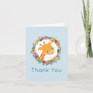 Cute Giraffe with a Floral Wreath Thank You Card
