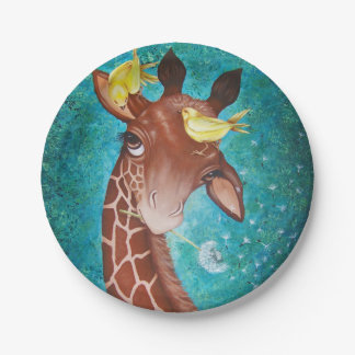 Cute Giraffe with Birds Paper Plates
