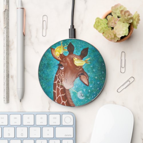 Cute Giraffe with Birds Wireless Charger