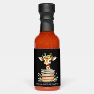 Cute Giraffe With Book Floral Bookworm Librarian B Hot Sauces