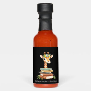 Cute Giraffe With Book Floral Bookworm Librarian B Hot Sauces