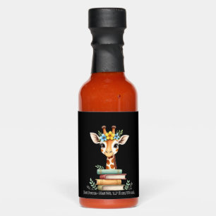 Cute Giraffe With Book Floral Bookworm Librarian B Hot Sauces