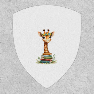 Cute Giraffe With Book Floral Bookworm Librarian B Patch