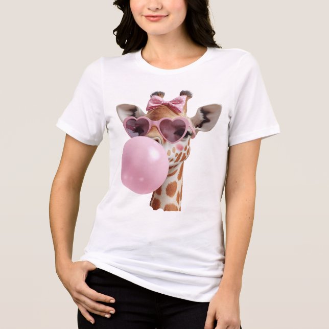 Cute Giraffe with Bubble Gum Tee (Front)
