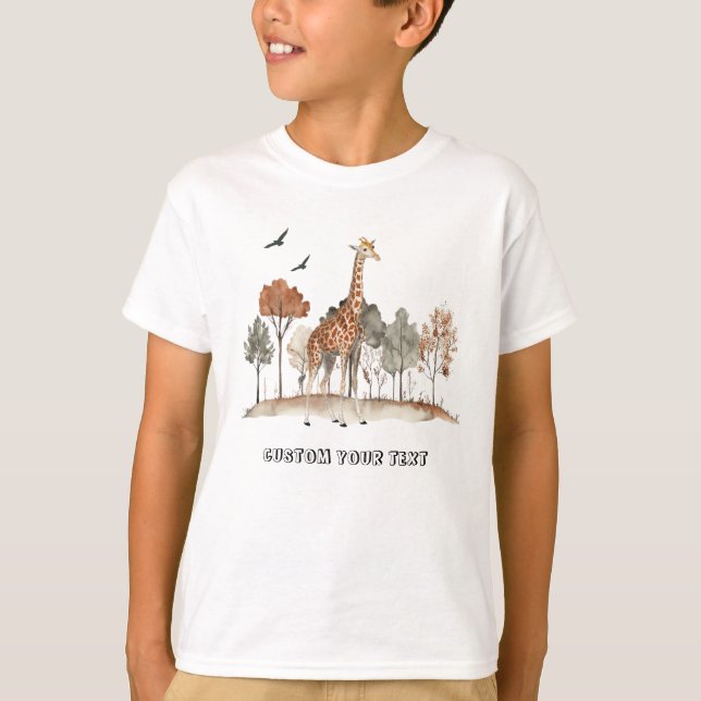 Cute Giraffe with custom text  T-Shirt (Front)