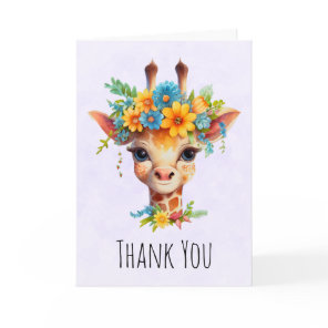Cute Giraffe with Floral Crown Card