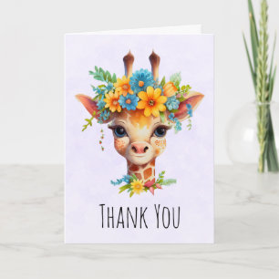 Cute Giraffe with Floral Crown Card