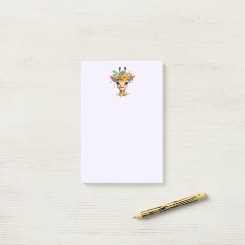 Cute Giraffe with Floral Crown Post_it Notes