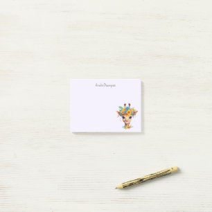 Cute Giraffe with Floral Crown Post-it Notes