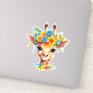 Cute Giraffe with Floral Crown Sticker