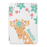 Cute Giraffe with Flower Crown Personalised iPad Mini Cover