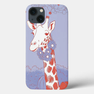 Cute giraffe with flowers lilac pop art  iPhone 13 case