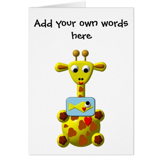 Cute Giraffe with Goldfish Cards (Front)