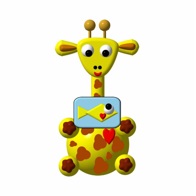 Cute Giraffe with Goldfish Cutout (Front)
