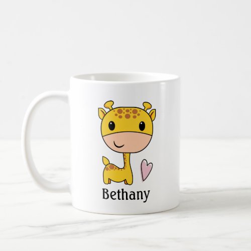 Cute Giraffe With Heart Pesonalized Coffee Mug