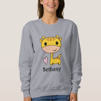 Cute Giraffe With Heart Pesonalized  T-Shirt