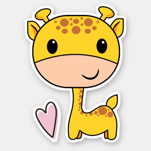 Cute Giraffe With Heart Sticker