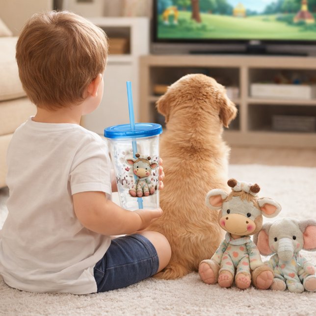 Cute Giraffe with Hearts Acrylic Tumbler (Creator Uploaded)