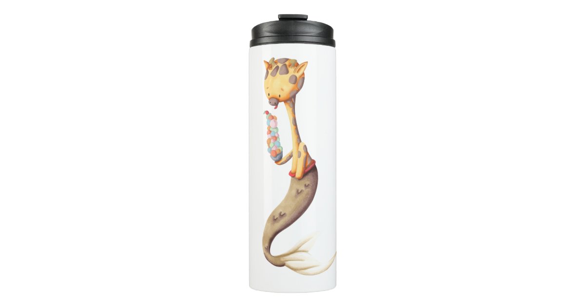 Giraffe Watercolor 12 Ounce Stainless Steel White Tumbler with