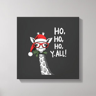Cute Giraffe With Santa Hat Merry Xmas Giraffe Lov Canvas Print