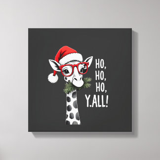 Cute Giraffe With Santa Hat Merry Xmas Giraffe Lov Canvas Print