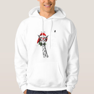 Cute Giraffe With Santa Hat Merry Xmas Giraffe Lov Hoodie