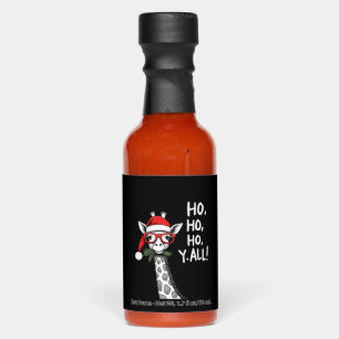 Cute Giraffe With Santa Hat Merry Xmas Giraffe Lov Hot Sauces