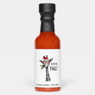 Cute Giraffe With Santa Hat Merry Xmas Giraffe Lov Hot Sauces