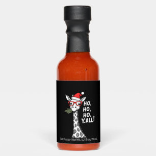 Cute Giraffe With Santa Hat Merry Xmas Giraffe Lov Hot Sauces