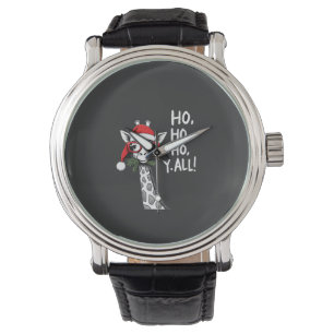 Cute Giraffe With Santa Hat Merry Xmas Giraffe Lov Watch