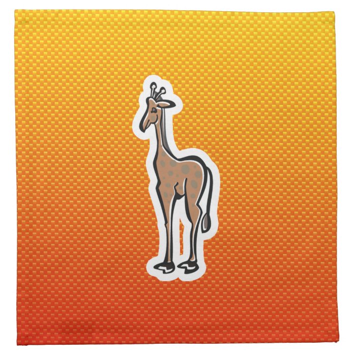 Cute Giraffe; Yellow Orange Printed Napkins