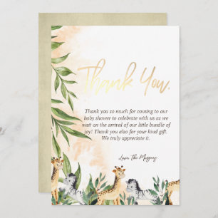 Cute Giraffe,Zebra Leaves Thank You Card